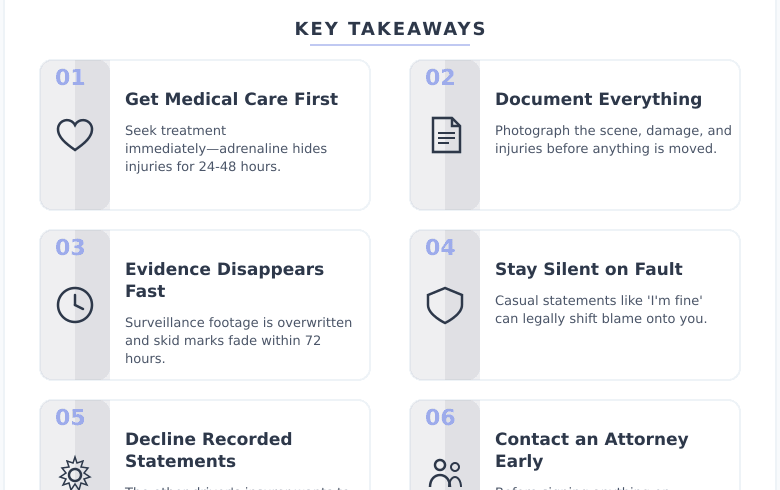 Infographic: What to Do in the First 72 Hours After a Serious Car Accident in Nebraska – Before You Talk to Anyone – Key concepts and takeaways Infographic: What to Do in the First 72 Hours After a Serious Car Accident in Nebraska - Before You Talk to Anyone - Key concepts and takeaways