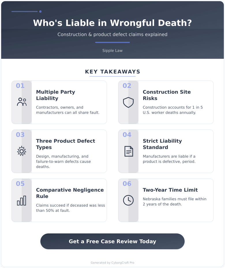 Infographic: Construction Sites, Product Defects, and Wrongful Death: Who Is Actually Liable When Someone Is Killed? - Key concepts and takeaways