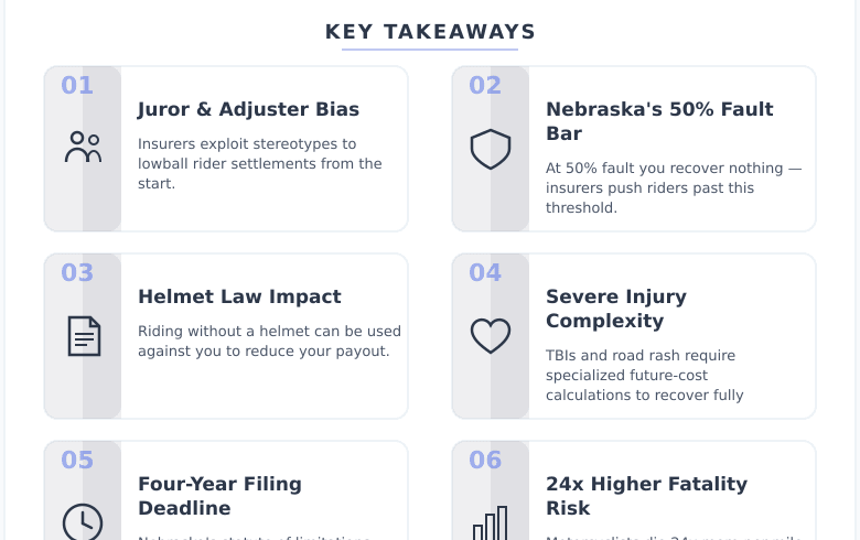 Infographic: Motorcycle Accidents Are Different – Here’s Why Nebraska Riders Need an Attorney Who Knows That – Key concepts and takeaways Infographic: Motorcycle Accidents Are Different - Here's Why Nebraska Riders Need an Attorney Who Knows That - Key concepts and takeaways